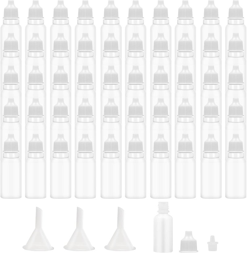 Bcautay 50Pcs Small Empty Squeeze Dropper Bottles Plastic Thin Tip Dropper Bottles 15ML Portable Squeezable Liquid Dropper with Cap and Plug for Oil Liquid Storage (White) - Image 1